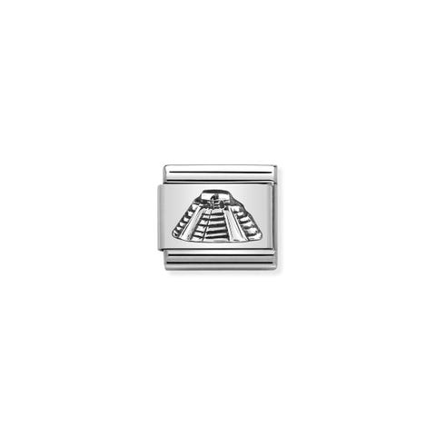 Link Composable Classic de plata Pirámide Maya Link en acero y plata Símbolo Méjico