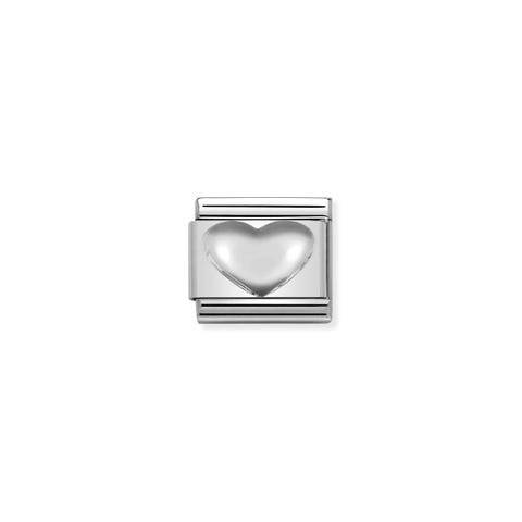 Link Composable en argent Cœur bombé Link pour bracelet Composable en argent symbole Amour