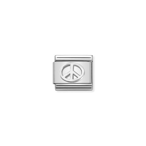 Composable Classic Link Symbol des Friedens in Silber Link in Edelstahl und 925er Silber mit Frieden Symbol