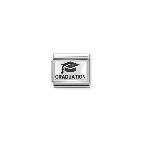 Composable Classic Graduation Link in Silver Link for Graduation in black engraving