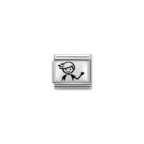 Link Composable Classic Petit Garçon en Argent Link avec symbole en Argent 925