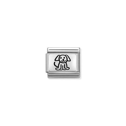 Link Composable Classic Cane in Argento ossidato Link con simbolo di Animale