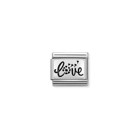 Link Composable Classic Love avec Pissenlit Link avec inscription Love en Argent 925