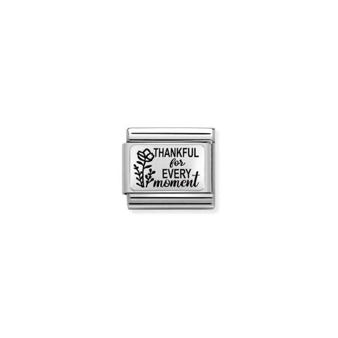 Link Composable Classic Thankful Link en Acero y Plata 925 con texto