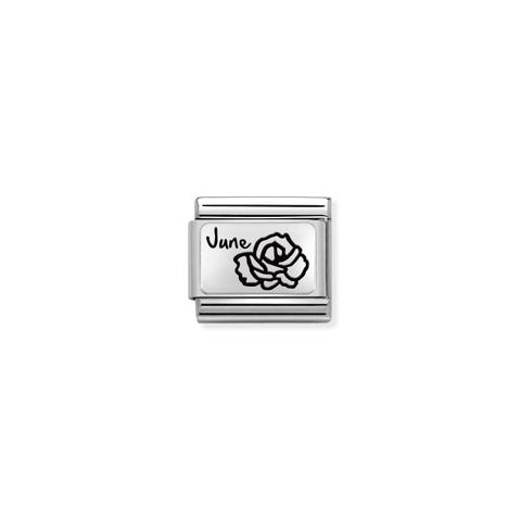 Composable Classic Link, JUNE Flower Link with sterling silver Rose design