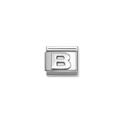 Composable Classic Link Buchstabe B in Silber Link mit Buchstabe des Alphabets in Edelstahl und Silber