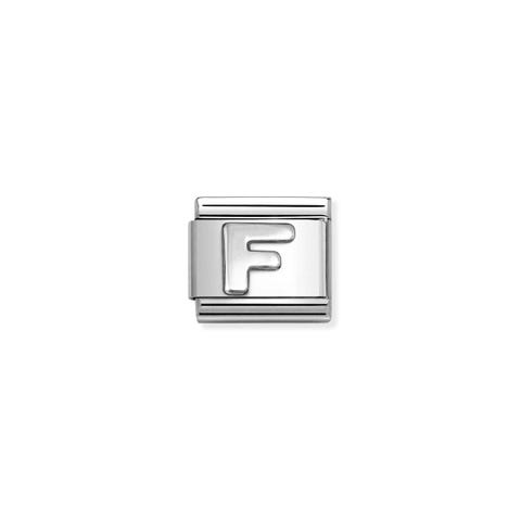 Link Composable Classic lettre F en argent Link avec lettre alphabet en acier et argent