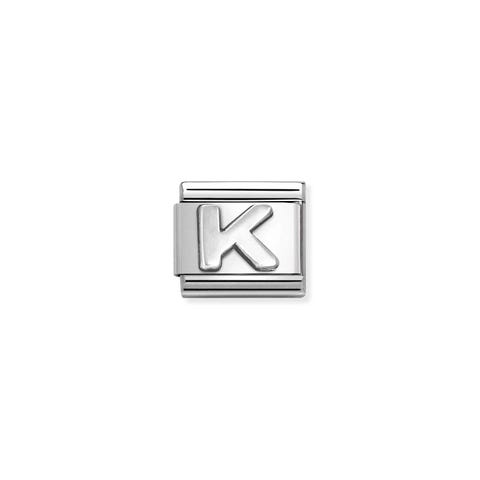 Link Composable Classic lettre K en argent Link en acier et argent 925 avec lettre