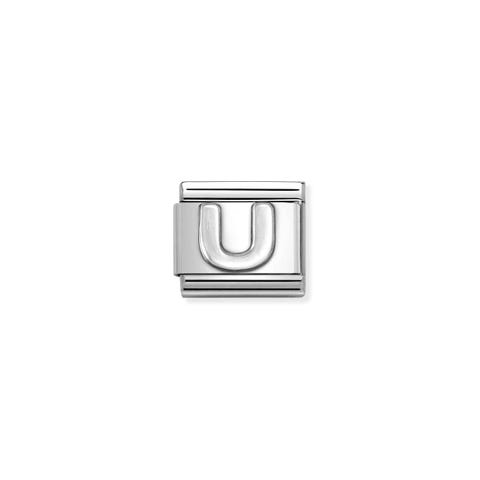 Link Composable Classic lettre  U en argent Link avec lettre en acier et argent