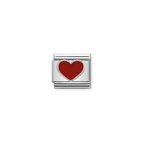 Composable Classic Link red Heart in Silver and Enamel Love symbol with red Heart in stainless steel