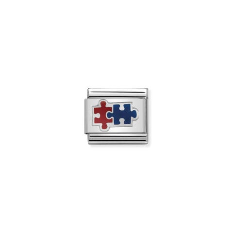 Composable Classic Link Puzzle in Rot und Blau Link in 925er Silber und Symbol in bunter Emaille
