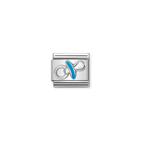 Link Composable Classic Ciuccio Celeste Link in Argento 925 con simbolo in Smalto colorato
