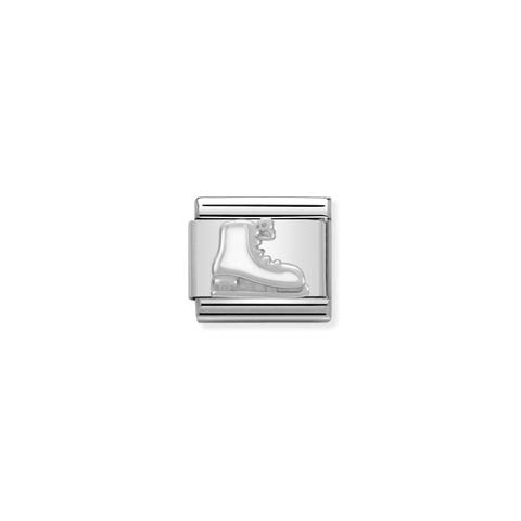 Link Composable Classic Pattino d'argento Link in Acciaio, Argento e Smalto Bianco Natale
