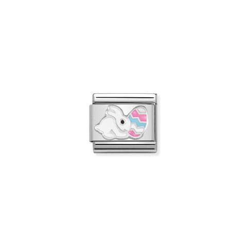 Composable Classic Link white Easter Rabbit Link in silver with Easter symbol