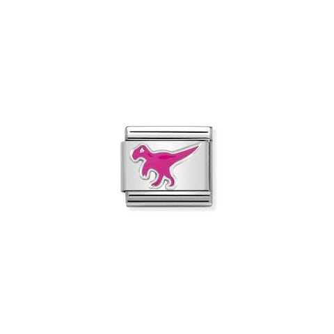 Link Composable Classic Dinosaure Link en Argent 925 oxydé et émail avec symbole imaginaire