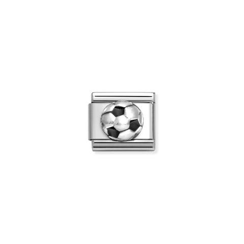 Composable Classic Link, Football, Black Enamel Stainless steel Link, sterling silver, Black enamel
