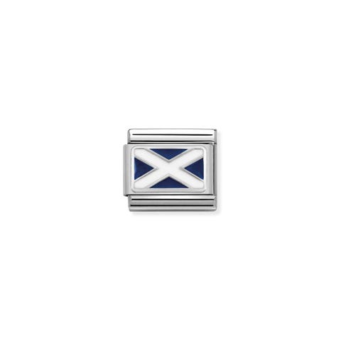 Composable Classic Link Silber und Emaille Schottland Link in Edelstahl, Silber und Emaille Flagge UK