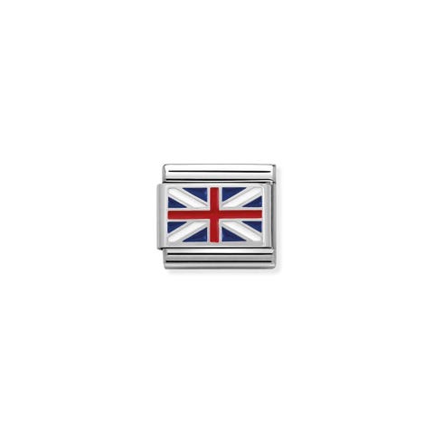 Composable Classic Link Silber und Emaille Flagge Link in Edelstahl, Silber und Emaille  Flagge