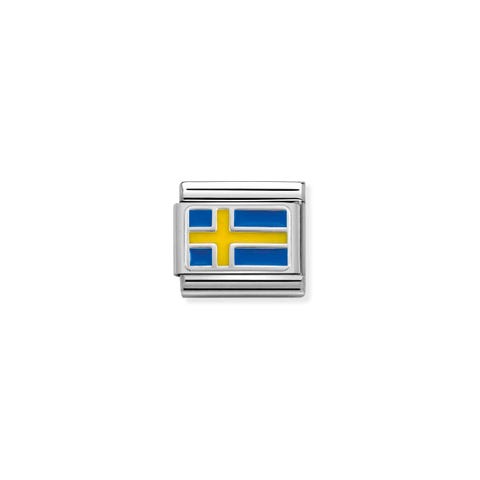 Composable Classic Link Schweden mit Emaille Link mit schwedischer Flagge in 925er Silber und Emaille