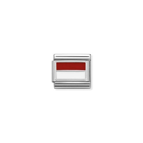 Composable Classic Link Fürstentum Monaco Emaille Link mit Flagge in 925er Silber und farbiger Emaille