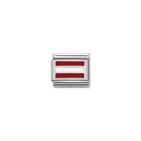 Composable Classic Link Austria with Enamel Link in sterling silver and enamel with Austrian Flag