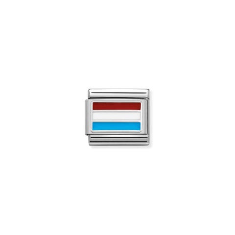 Composable Classic Link Luxembourg flag with Enamel Link with Flag in sterling silver and enamel