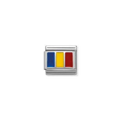 Composable Classic Link Rumänien mit Emaille Flagge Rumäniens in 925er Silber und farbiger Emaille