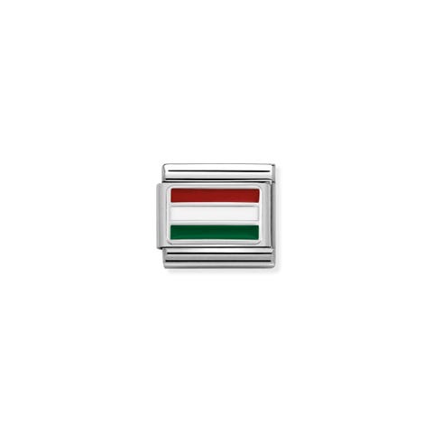 Composable Classic Link Hungary with Enamel Flag in sterling silver and coloured enamel