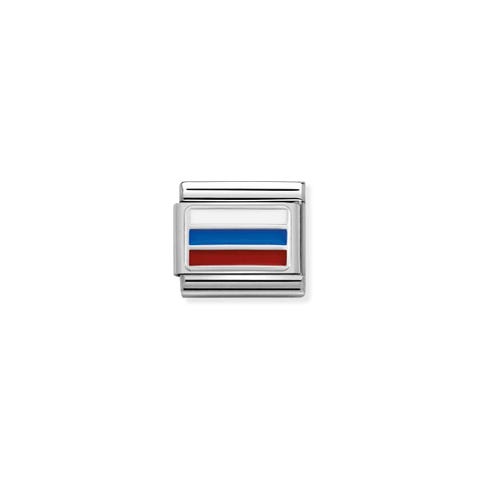 Composable Classic Link Russia with Enamel Russian Flag in sterling silver and coloured enamel