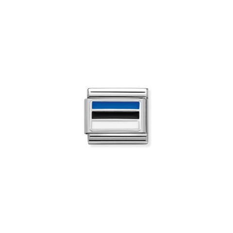 Composable Classic Link Estonia with Enamel Estonian Flag in sterling silver and coloured enamel