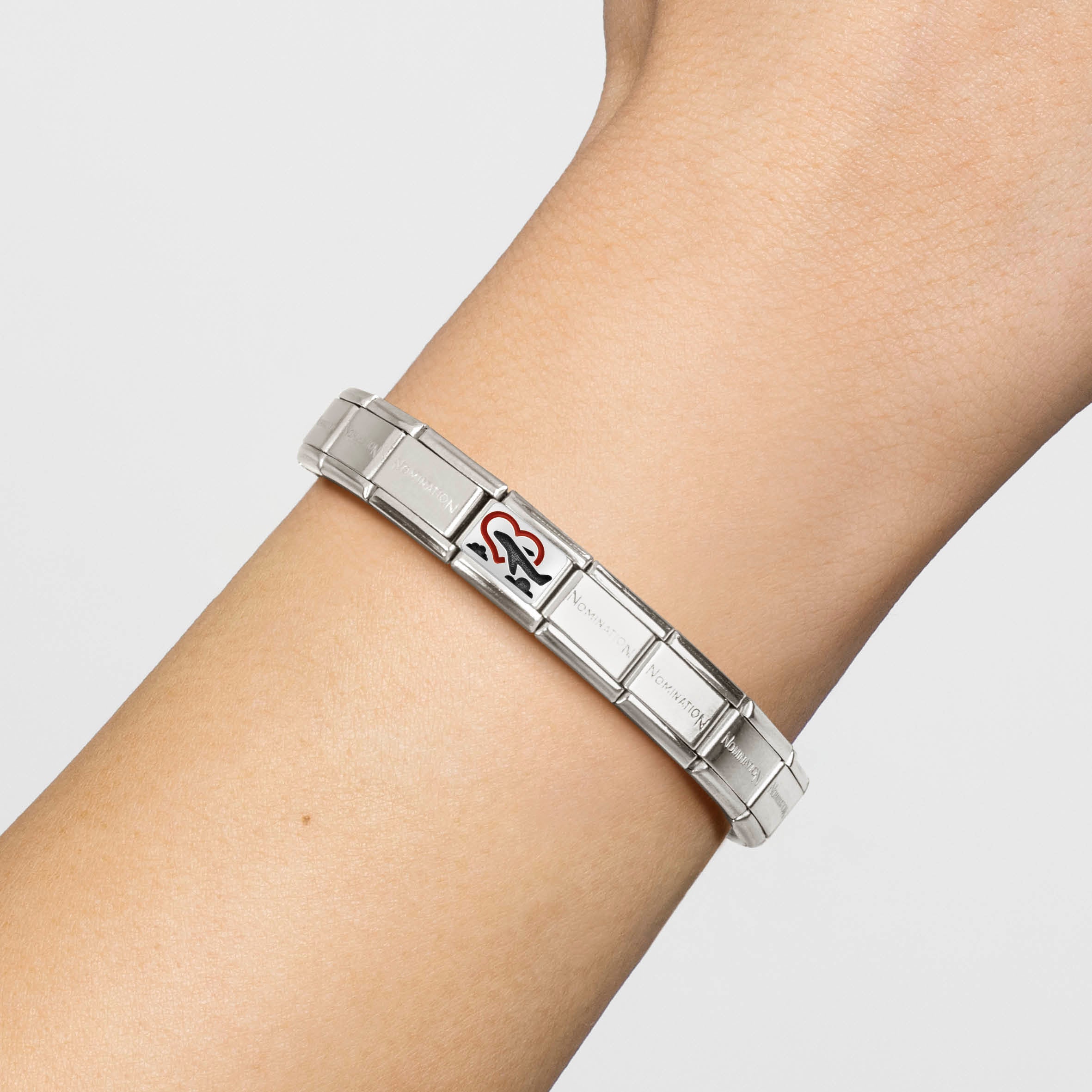 Composable Classic Link Heart with Plane in Silver Nomination