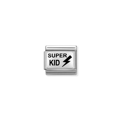 Link Composable Classic Super Bambino Link con scritta in Argento. #unoameunoate