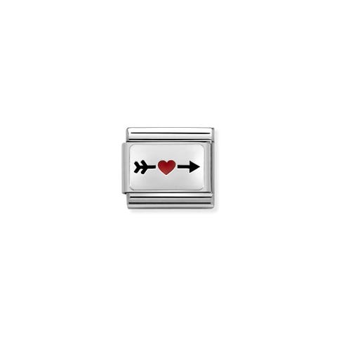 Composable Classic Arrow with Red Heart Link Link in sterling silver