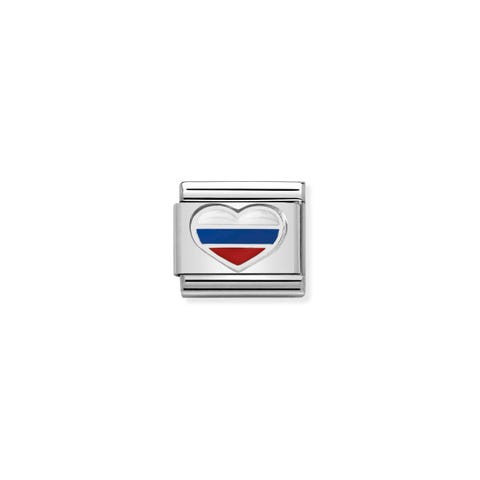 Composable Classic Link Heart with Russian Flag Link with coloured enamel