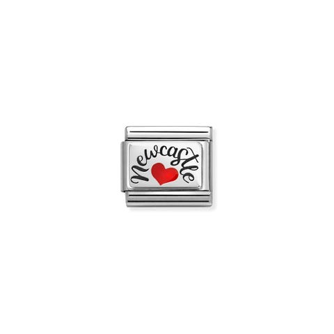 Composable Classic Link NEWCASTLE Heart Stainless steel Link with sterling silver and coloured enamel