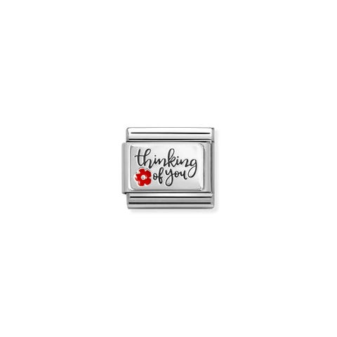 Link Composable Classic Thinking of you Link en acier avec plaque en argent 925 et message