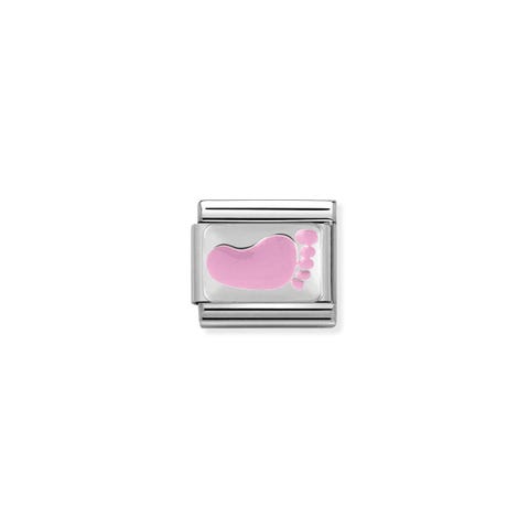 Composable Classic Link CiaoLapo Small pink Feet Stainless steel Classic Link CiaoLapo pink Small Feet in enamel