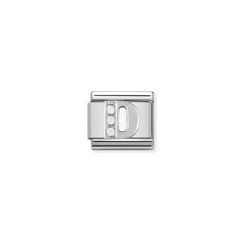 Composable Classic Link Letter D in Silver and Stones Alphabet Letter D with Cubic Zirconia