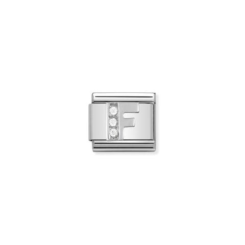 Composable Classic Link Letter F in Silver and Stones Alphabet Letter F with Cubic Zirconia