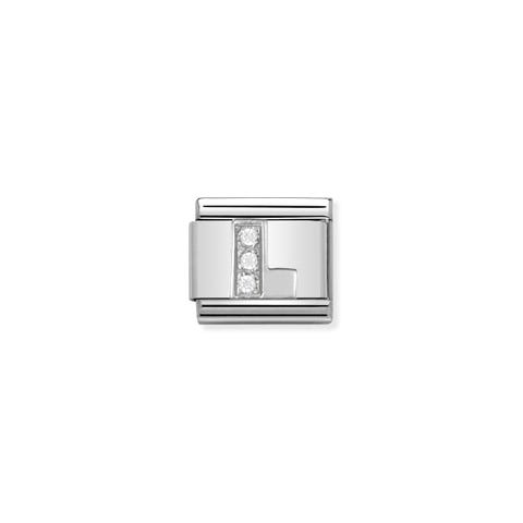 Link Composable Classic in Argento Lettera L Link in Argento e Cubic Zirconia con Lettere Alfabeto