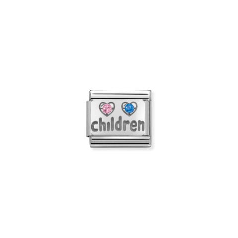 Composable Classic Link Children pink in Silver and Stones Children pink symbol in silver and Cubic Zirconia