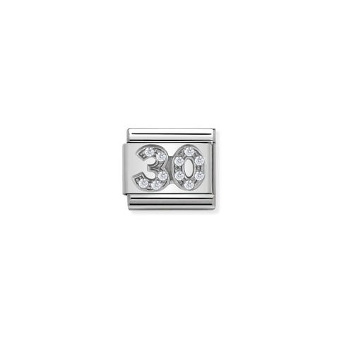 Link Composable Classic Numéro 30 avec Pierres Link avec Numéro en Argent 925 et Zirconium