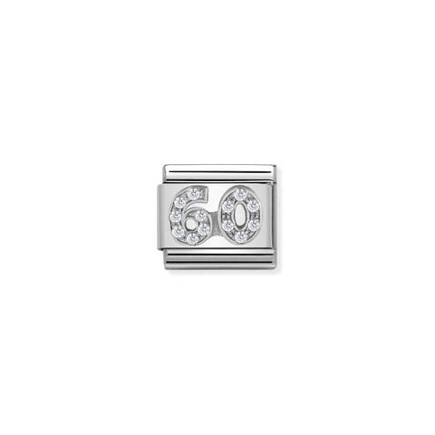 Link Composable Classic Número 60 con Piedras Link con Cubic Circones blancos con número 60