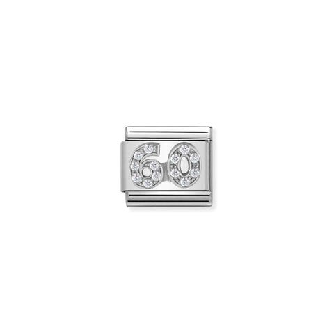 Link Composable Classic Numero 60 con Pietre Link con Cubic Zirconia bianchi con numero 60