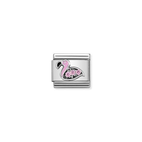 Link Composable Classic Flamenco con Circones Link de Plata 925 con Piedras de colores