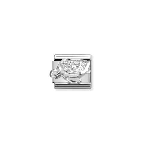 Link Composable Classic Tortuga en Plata Link en Acero, Plata 925 y Cubic Zirconia con símbolo