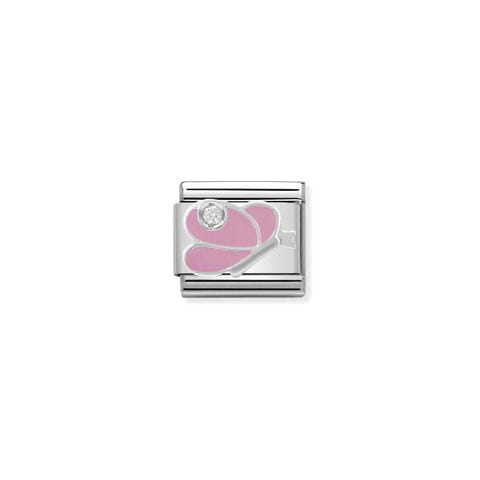 Composable Classic Link pink Butterfly in Enamel and Stone Animal pink Butterfly in enamel and Cubic Zirconia