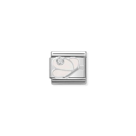 Composable Classic Link Silber Schmetterling Weiß Link in 925er Sterlingsilber, Emaille  Weißer Stein  Tier