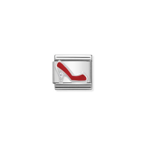 Composable Classic Link red Stiletto in Enamel and Stone Red Stiletto Link in enamel and Cubic Zirconia