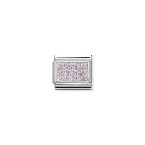 Composable Classic Link in Silver and pink Stones Stainless steel Classic Link In silver and pink Cubic Zirconia